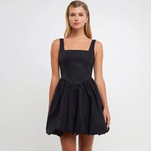 Poplin Black Mini Dress English Factory